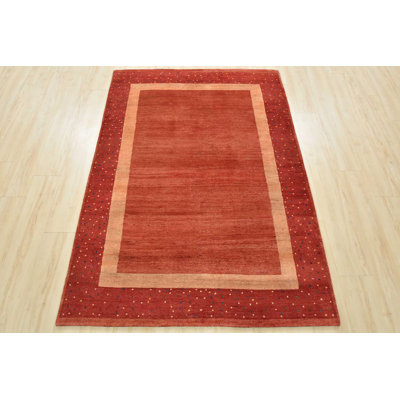 One-of-a-Kind Rectangle 4'8" X 6'5" New Age Wool Area Rug in Red