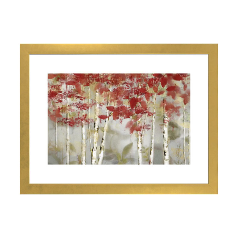 " Autumn Forest " by Nan, 16" H x 24" W x 1" D, Gold Framed Fine Art Paper