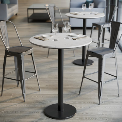 Plateau de table commercial à surface lisse avec base ronde à hauteur de barre
