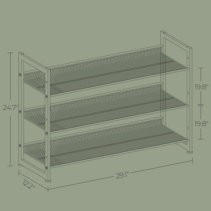 12 Pair Stackable Shoe Rack, Bronze