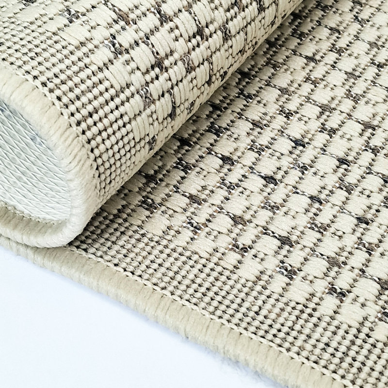 Non Slip Plain Solid Rug Flat Weave Kitchen Living Room Carpet, Rectangle 160 x 225cm, Cream