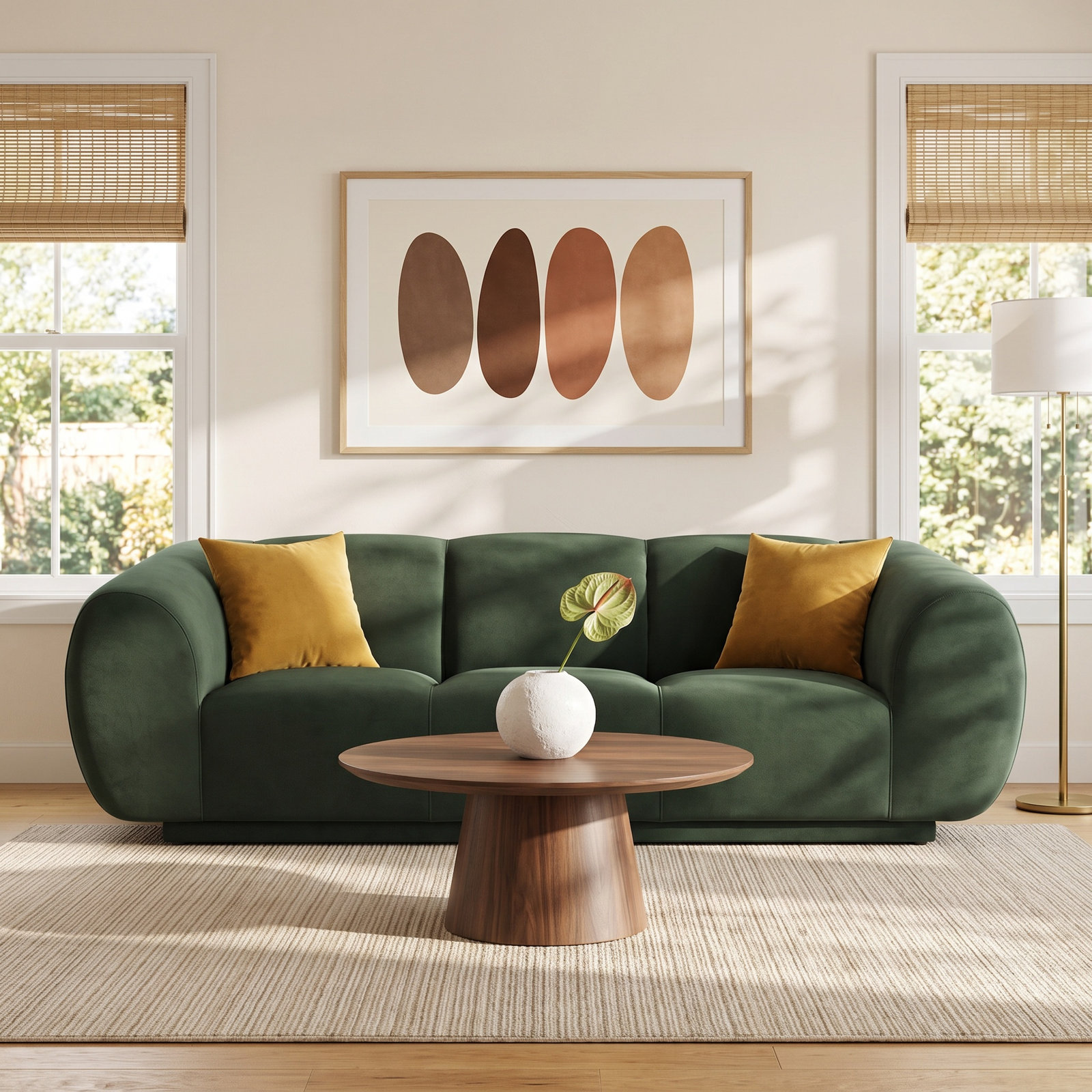 Deangelo 90" Velvet Sofa, Forest Green