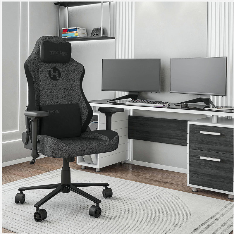 Sport F65C fabric memory foam gaming chair - black, Black