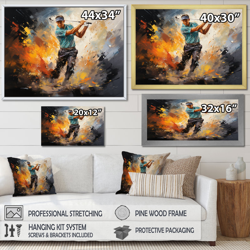 " Golf Dynamic Drives II ", Black Floater Framed, 30" H x 40" W x 1.5" D