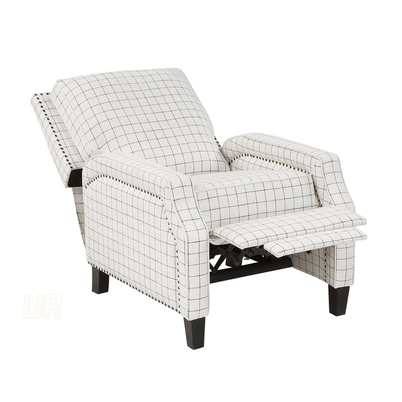 Fauteuil inclinable à pression avec mouvement inclinable, style transitionnel et tissu texturé pour les salons modernes