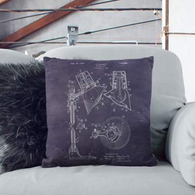 Reading Lamp Patent Square Throw Cushion