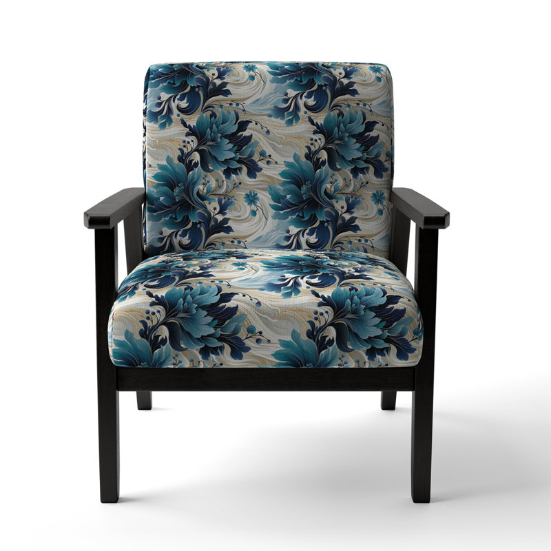 Fauteuil d'appoint rembourré en velours de style nautique Maritime Blues