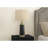 28'' Contemporary Table Lamp, Black Metal Bedside Accent Lamp with Gold Accents & Beige Linen Drum Shade for Living Room, Bedroom