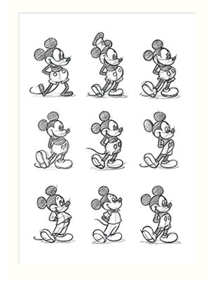 Mickey Mouse Sketch Multi Graphic Art