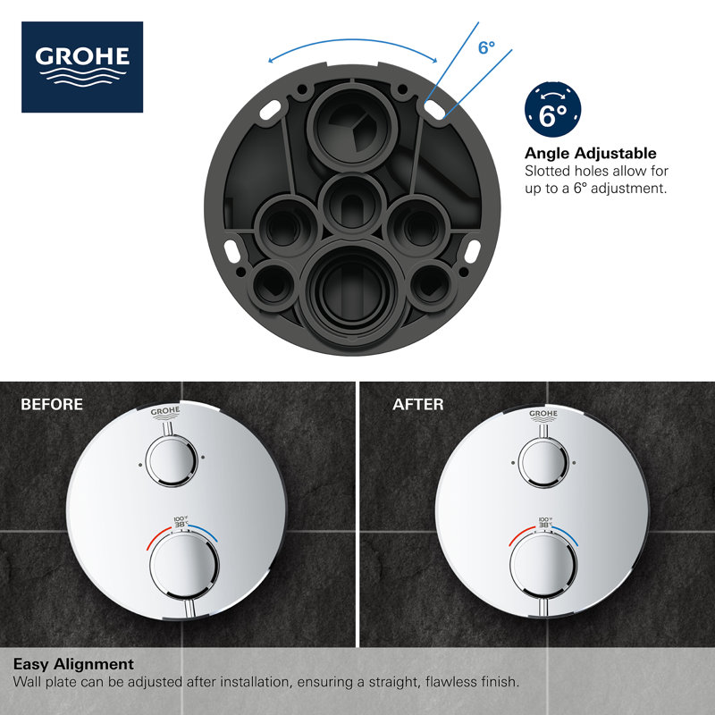 GROHE Grohtherm Dual-Function 2-Handle Shower Thermostatic Valve Trim Kit, Matte Black