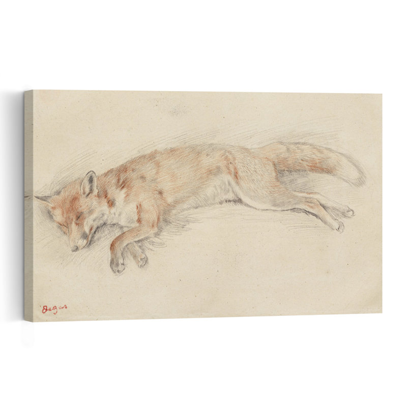 Étude d'un renard mort dans la forêt, vers 1861-1864. Estampe abstraite contemporaine représentant un renard dans la forêt.