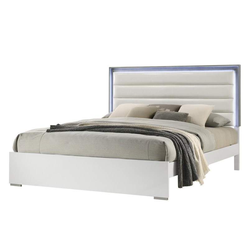 Platform bed with LED, King