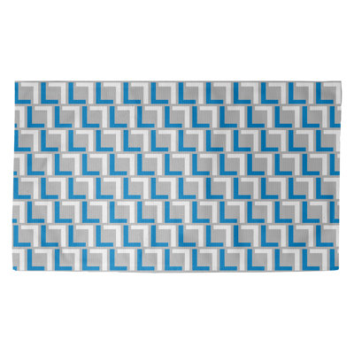 Tapis géométrique bleu / gris / blanc