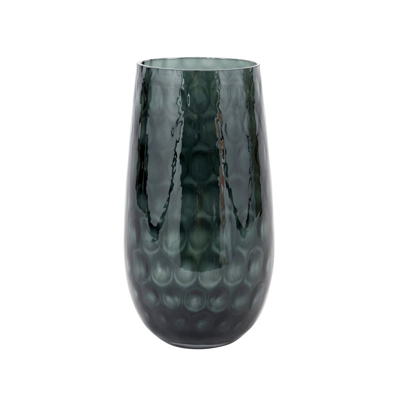 Bolla Glass Pebbled Vase, Gray, 12" H x 6" W x 6" D