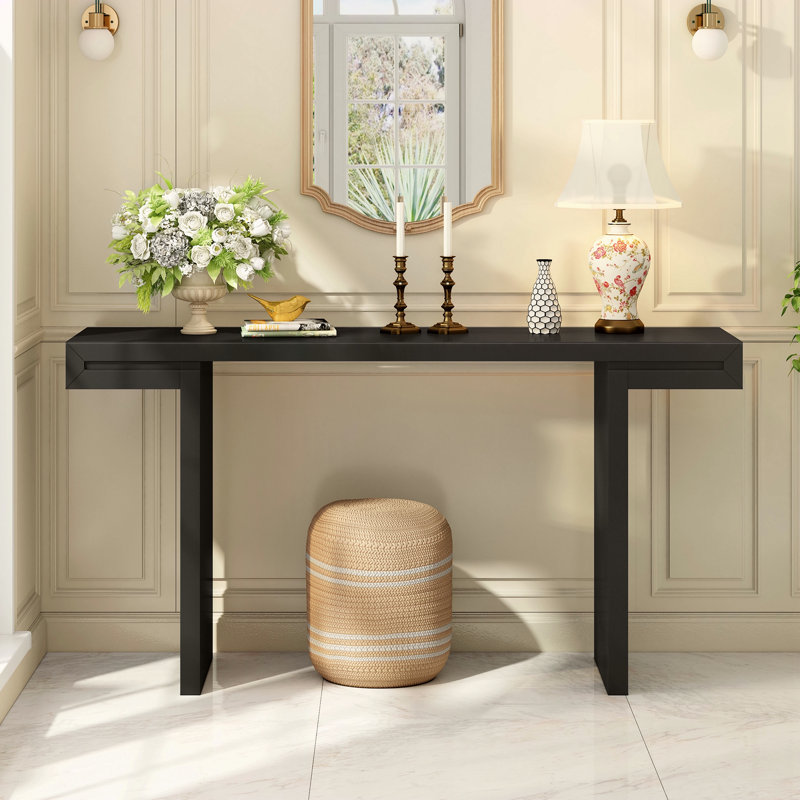 Grande console de 60 pouces aux lignes géométriques épurées, Noir