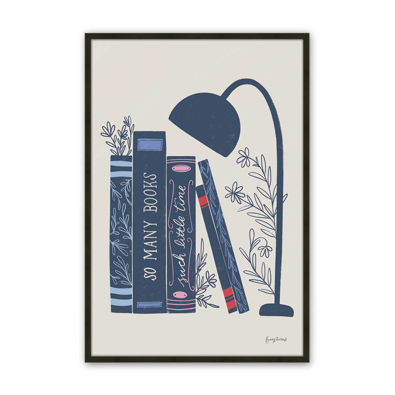 «Bookish Blue I» par Becky Thorns, reproduction d'art, H 18 po x l 12 po, Noir