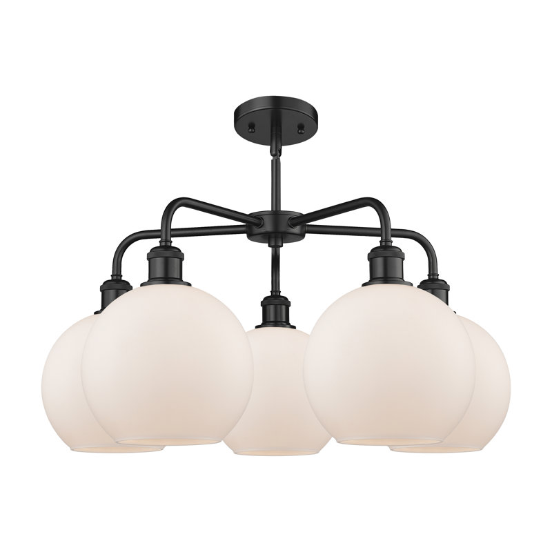 Lustre sphérique à 5 lumières Ellington, H 16 po x l 26 po x P 26 po, Blanc mat, Noir mat