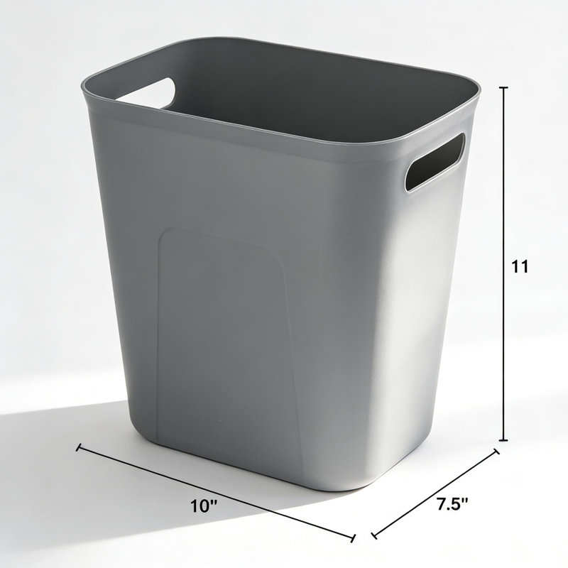 3.5 Gallon Rectangular Trash Can For Small Spaces, Durable Plastic Wastebasket For Bathroom, Kitchen, Office, Laundry Room, And Dorm