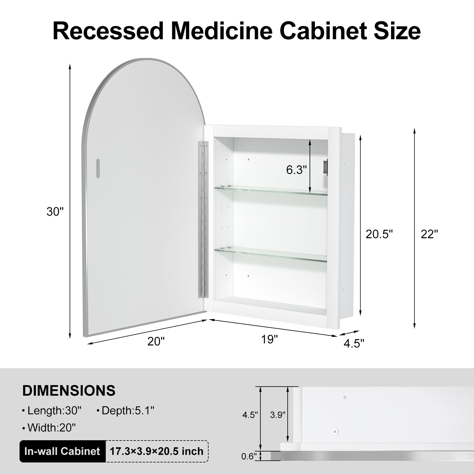 Poulton Medicine Cabinet, Brushed Nickel, 30" H x 20" W x 4.5" D