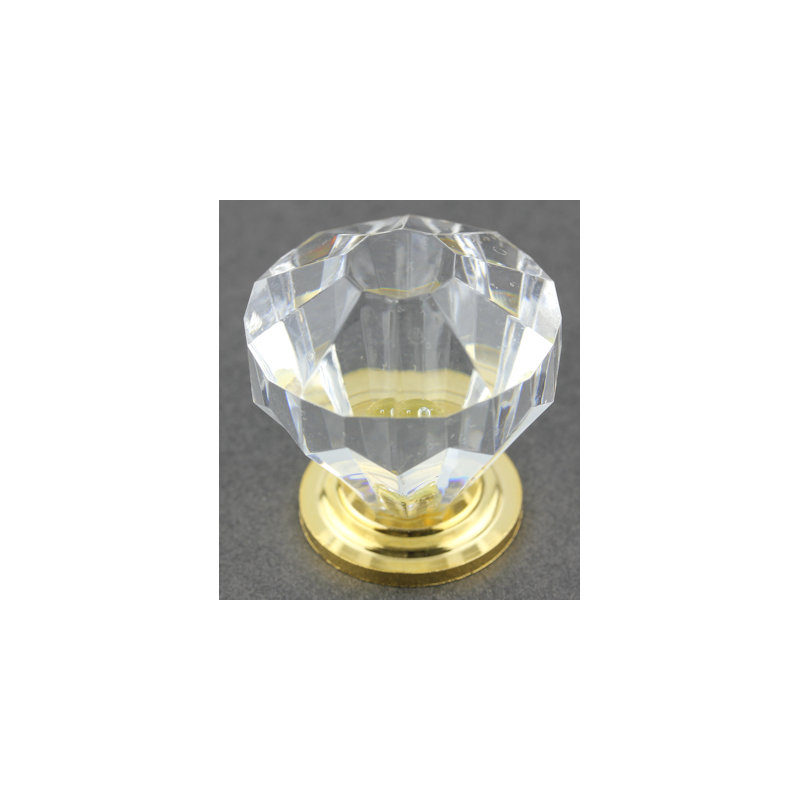 (Paquet de 5) Base plaquée en laiton à bouton de diamant transparent de 1-1 / 4 po