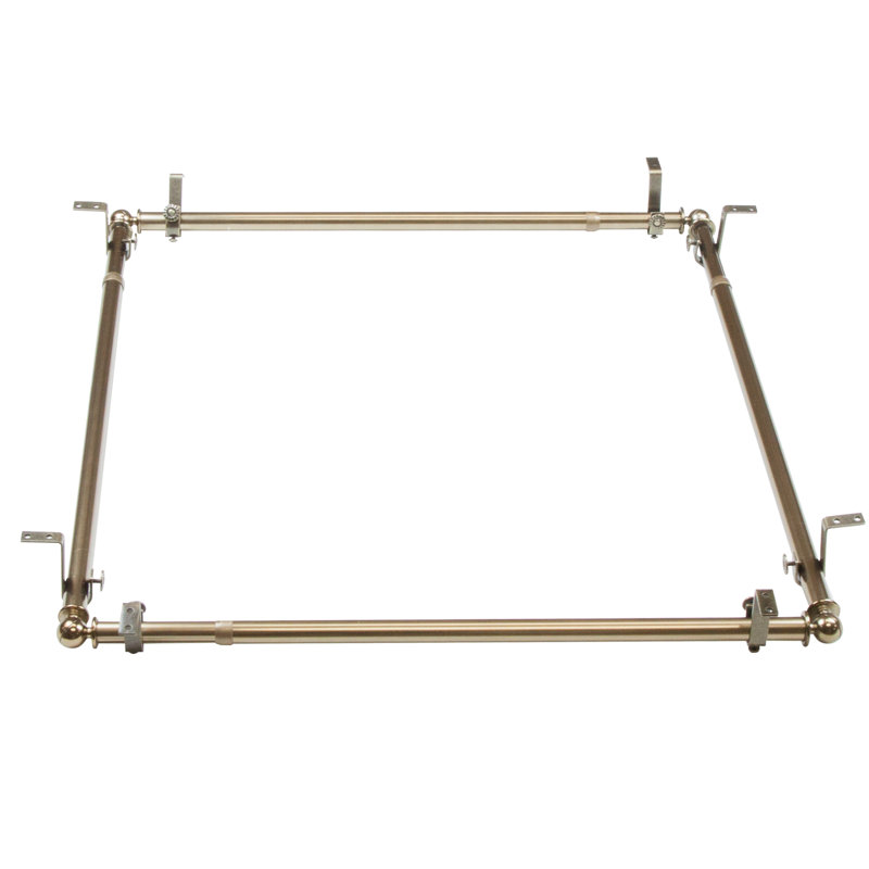 Tringle à rideaux simple quatre faces maymie, Laiton antique, H 2,5 po x l 120 po x P 1,38 po