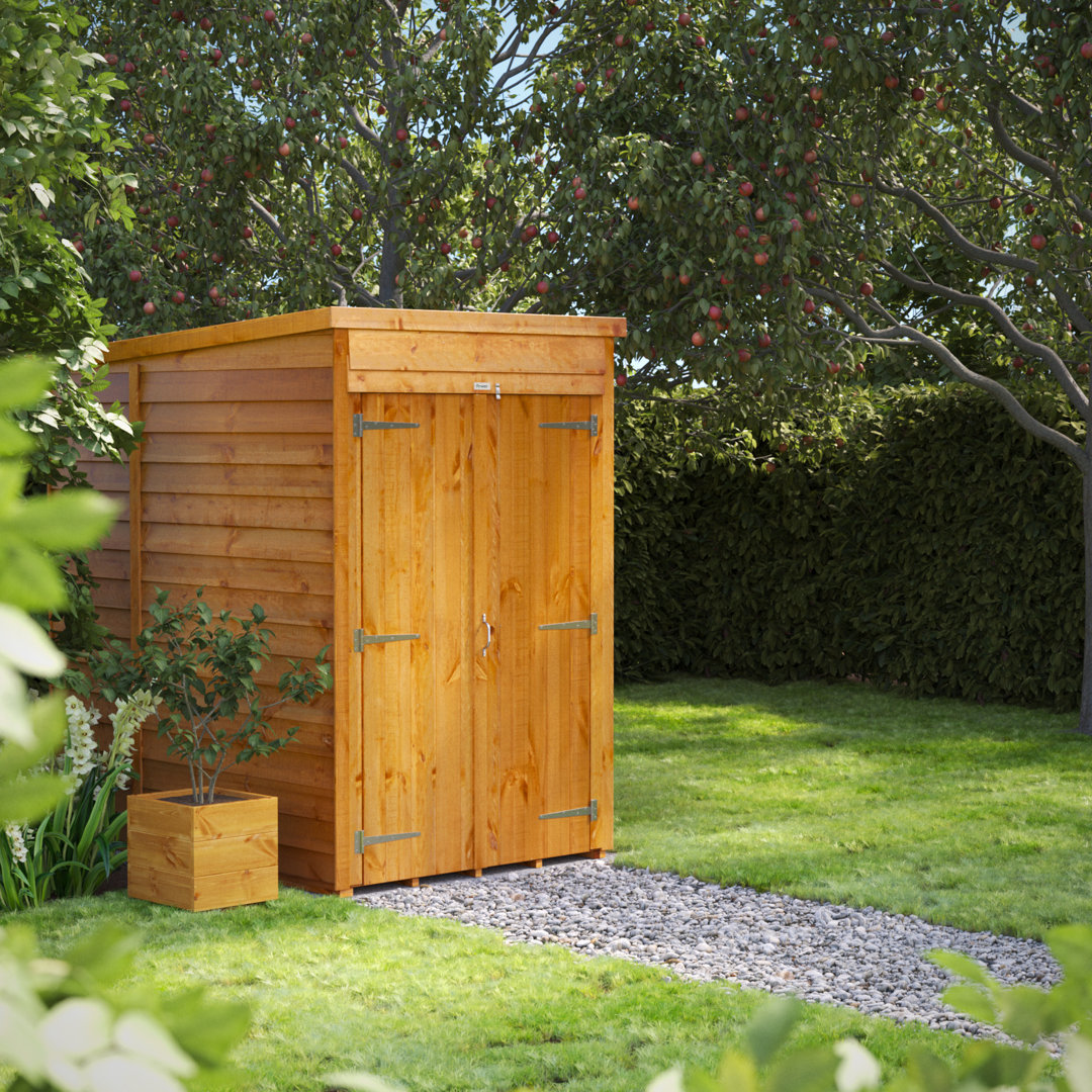 Powersheds 4 x 6ft Timber Overlap Windowless Pent Garden Shed, Double Doors