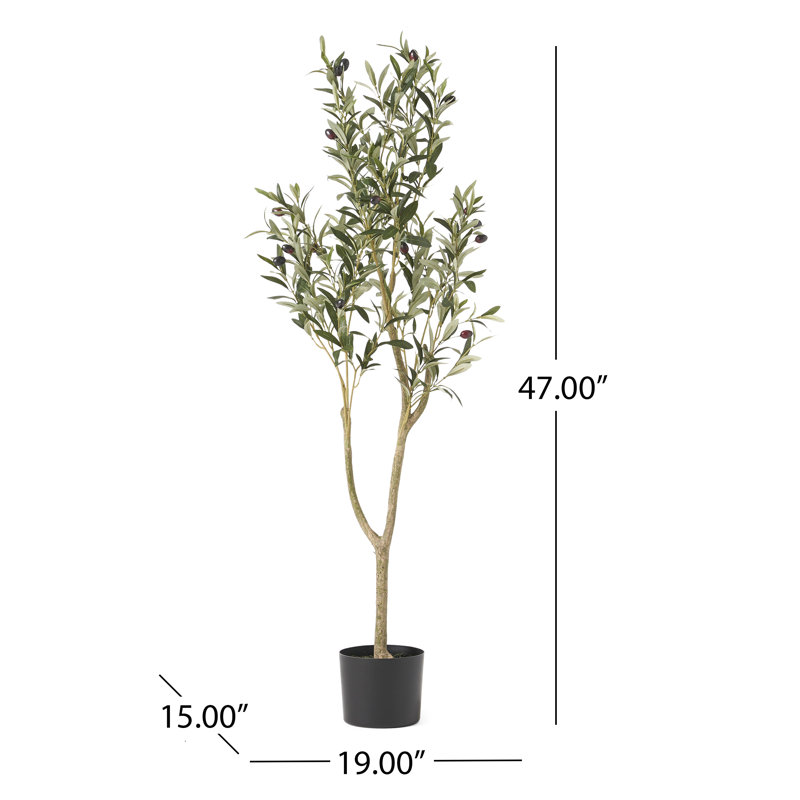Aarav Faux Olive Tree Tree in Pot, 47" H  x 19" W x 15" D