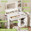  Bureau de maquillage avec miroir, lumières et station de charge-833415230