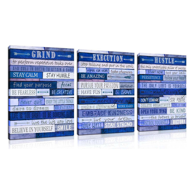 3 Piece Wrapped Canvas Print, Blue