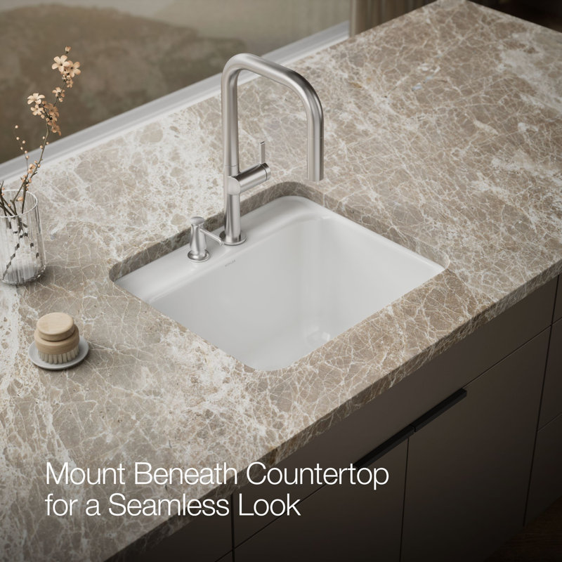 Glen Falls 22" x 25" Service Sink, White, 2 holes