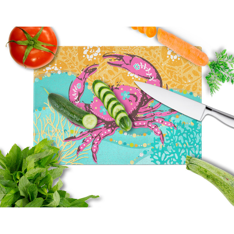 Caroline's Treasures Tempered Glass Crab Cutting Board