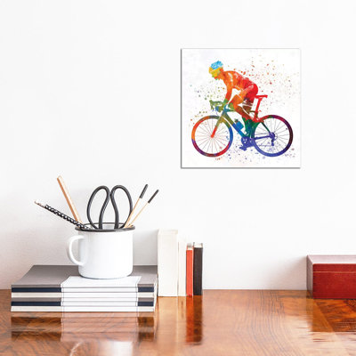 Woman Triathlon Cycling 01 by Paul Rommer - Wrapped Canvas Painting
