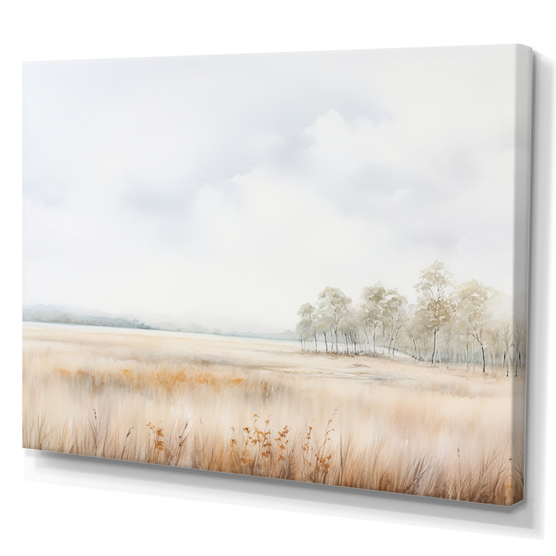 Paysage de prairie, minimalisme - prairie, art mural, Toile tendue, H 16 po x l 32 po x P 1 po