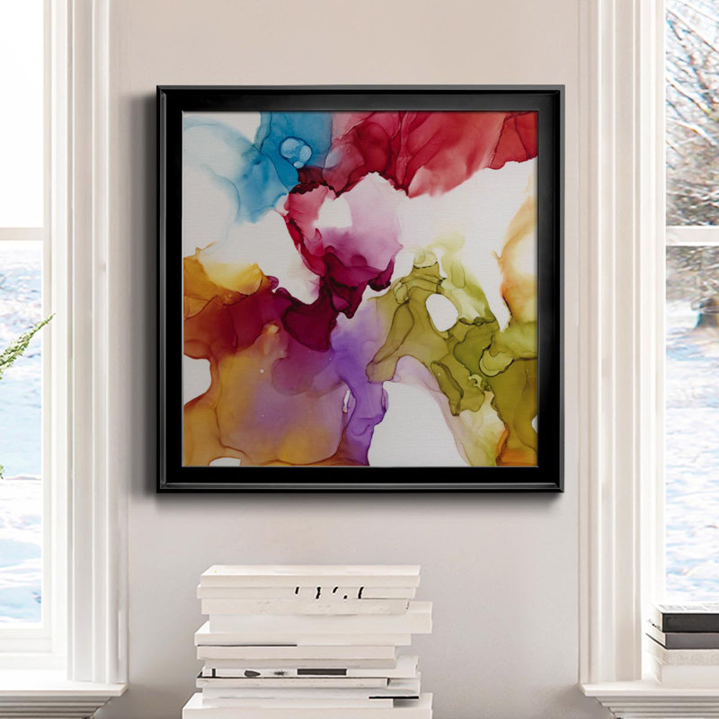 " Spectrum Colours I " Painting Print, 24" H x 24" W x 1" D, Black Framed Canvas
