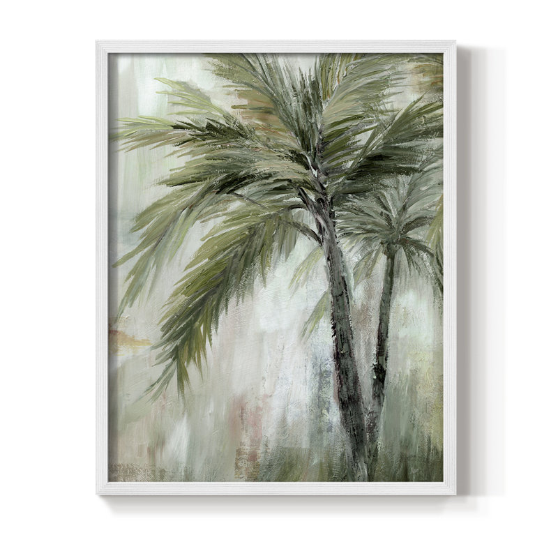 «Tropical Palm II», reproduction encadrée - bois massif, H 15 po x l 12 po, Blanc