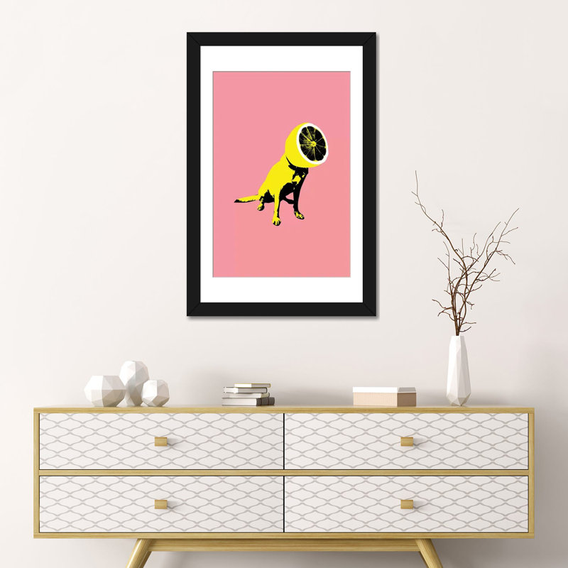 « citron » par ali gulec, impression sur toile tendue, H 24 po x l 16 po x P 1 po, Papier d'art encadré noir, Blanc
