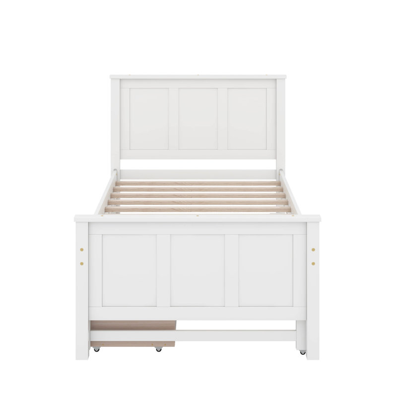 Lit plateforme simple avec tiroirs et lit gigogne, Blanc