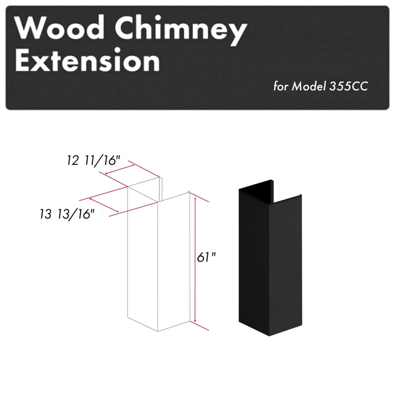 ZLINE 61 in. Rustic Shiplap Wooden Chimney Extension for Ceilings up to 12 ft., Black