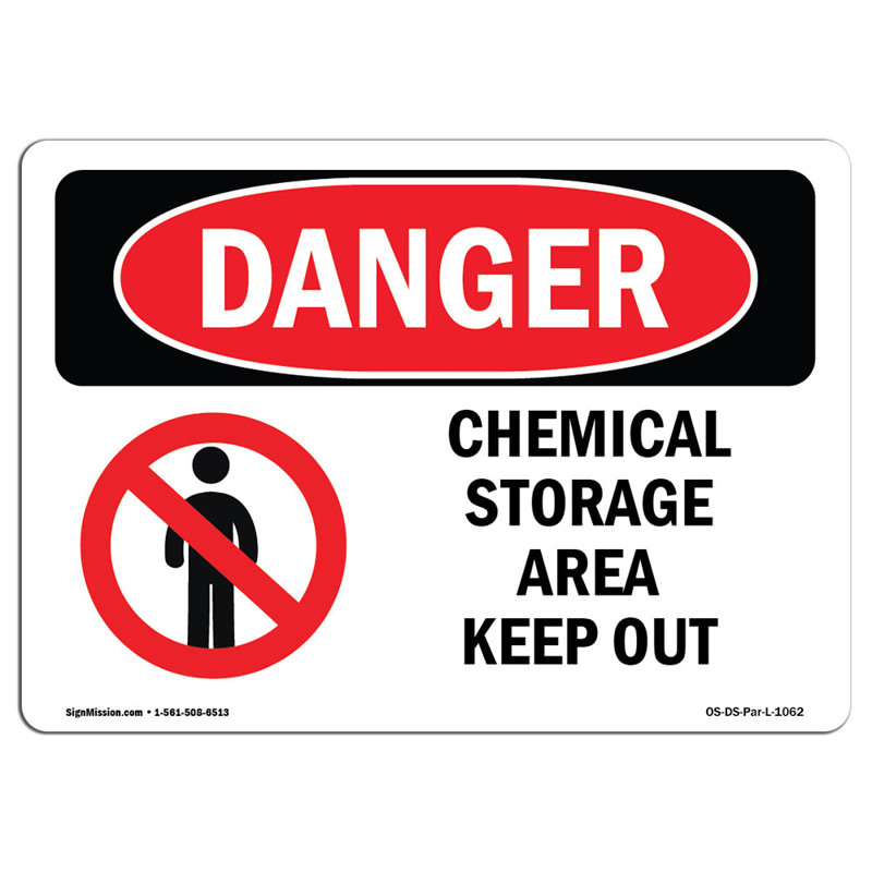 Danger Sign, 12" H x 18" W x 0.1" D