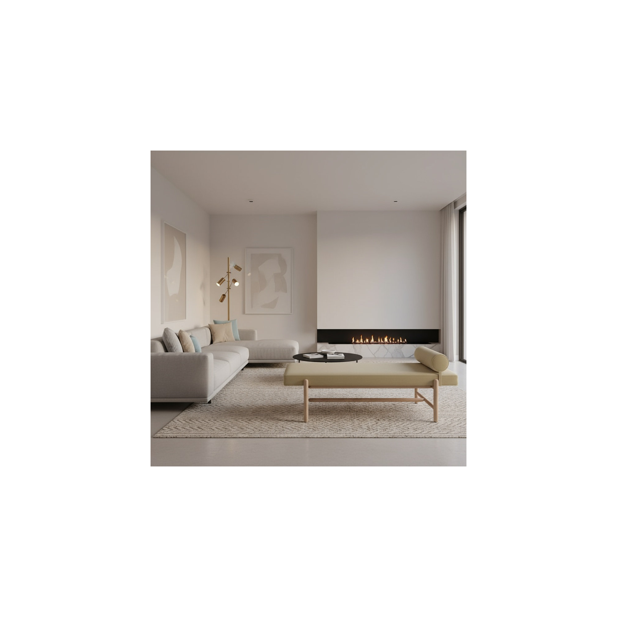 Cellire Bench, Natural, Khaki