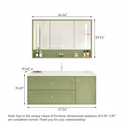 Meuble-lavabo de salle de bain moderne et minimaliste avec lavabo en céramique intégrée et armoire à pharmacie intelligente