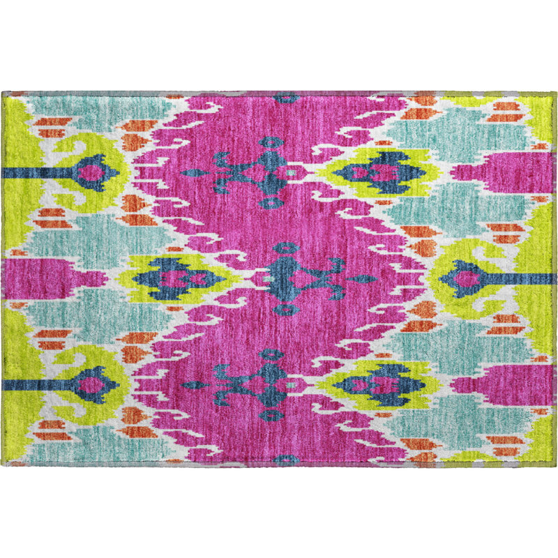 Premium Machine Washable Prisco Pink Rug, Rectangle 3' x 5'