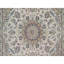 Tapis oriental blanc perle 6 pi x 6 pi, 250 KPSI, velours doux, motif de médaillon Nain avec fleur, laine et soie, noué à la main, carré
