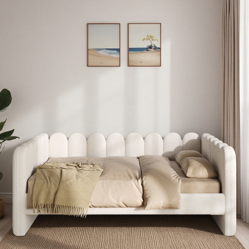 Upholstered Daybed with Curved Ribbed Design