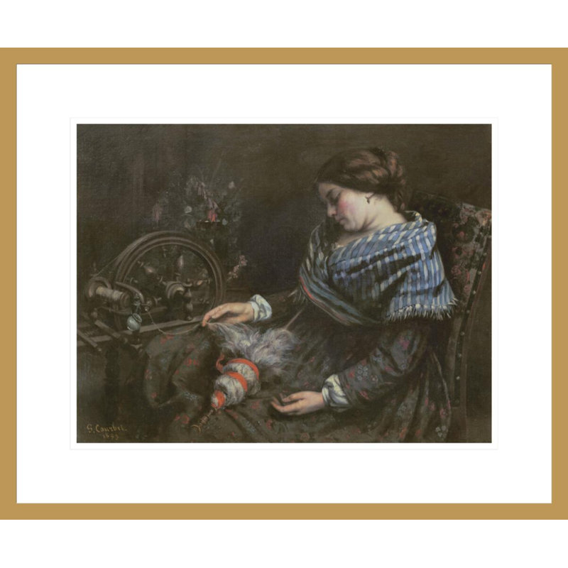 «The Sleeping Embroiderer» par Gustave Courbet, impression giclée sur cadre, H 17,75 po x l 21,36 po