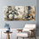 Ensemble de 3 tableaux sur toile tendue représentant des fleurs de cerisier blanches et un vase, pour la décoration du salon et de la chambre.