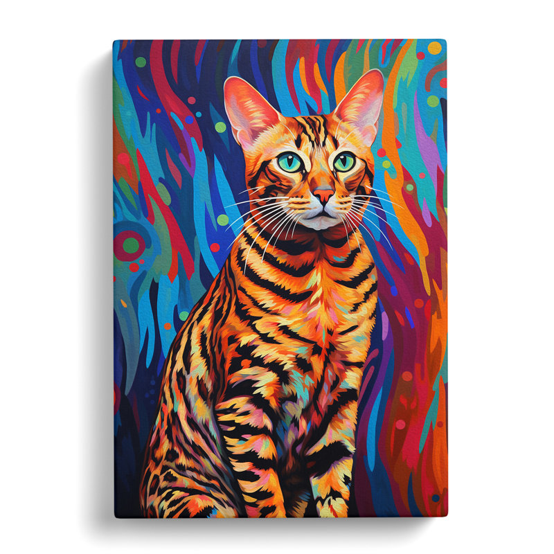Bengal Cat Colour Field - Wrapped Canvas, 50cm H x 35cm W x 3cm D