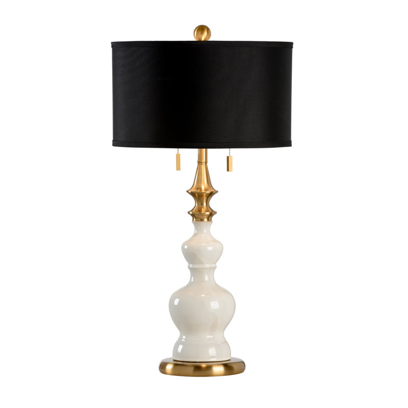 Heritage Table Lamp, Oyster White Base/Black Shade