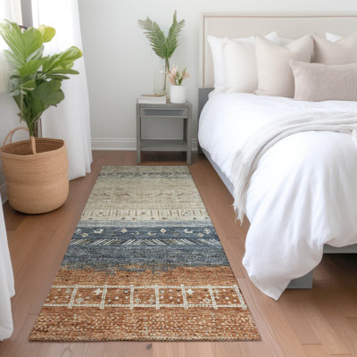 Machine Washable Indoor/Outdoor Cicel ACN1147 Brown Rug