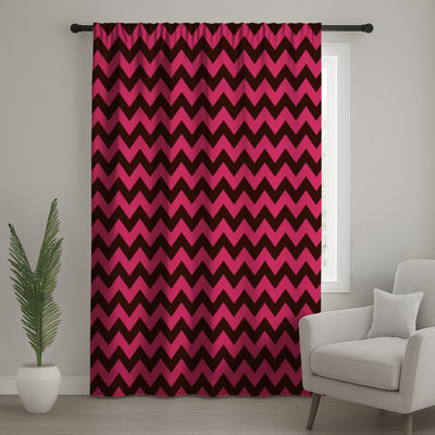 Rideaux de fenêtre à chevrons rose et brun, voilages et voilages à chevrons - 1 panneau